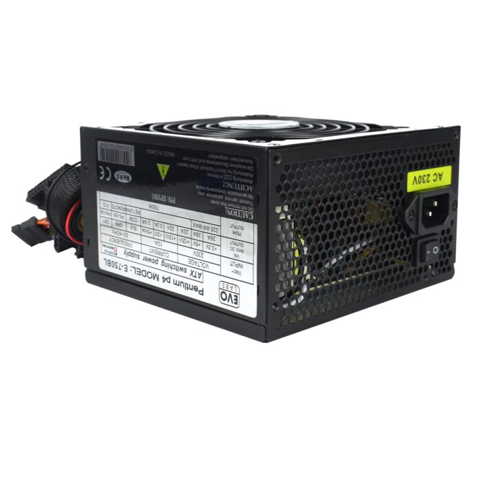 Evo Labs 750W 120mm Black Silent Fan PSU - Image 2