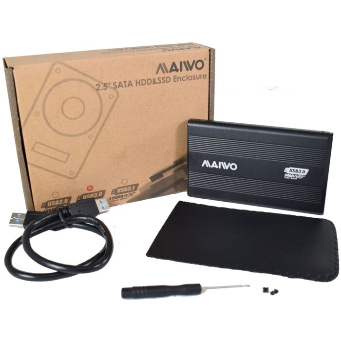 Maiwo 2.5 Inch External Hard Drive Enclosure, USB 3.0, 5Gbps, Black, For SATA III HDD/SSD - Image 3