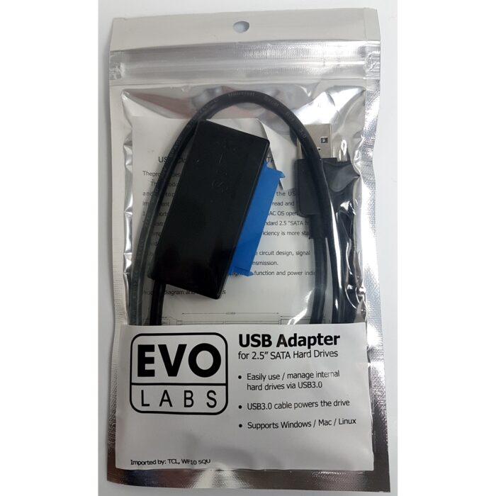 evo labs adpater 0 Evo Labs USB 3.0 A (M) to SATA (M) Converter Adapter Cable - For use with 2.5" Hard Drives and SSD - Image 1