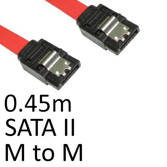 CLTAR-NLRB-302 SATA II (M) to Locking SATA II (M) 0.45m Black or Red  Data Cable - Image 1
