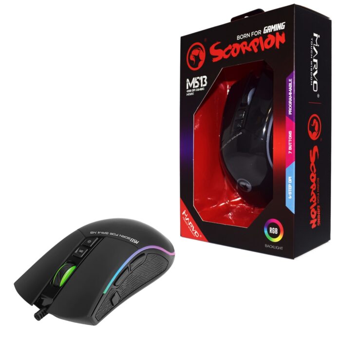 Marvo Scorpion M513 USB RGB LED Black Programmable Gaming Mouse - Image 1