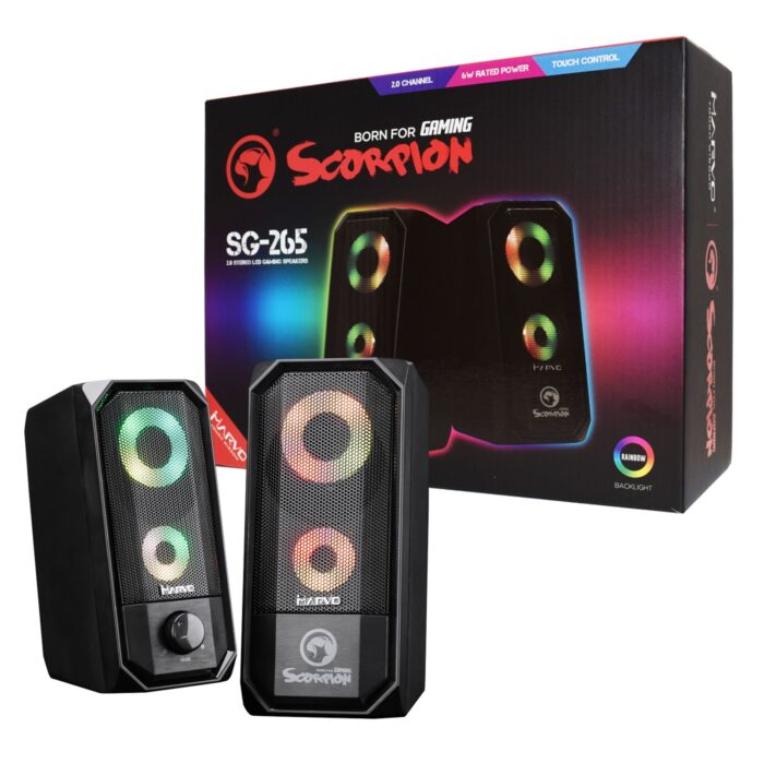 SPMAR-SG265 Marvo Scorpion SG-265 Black with RGB LED Stereo Gaming Speakers - Image 1