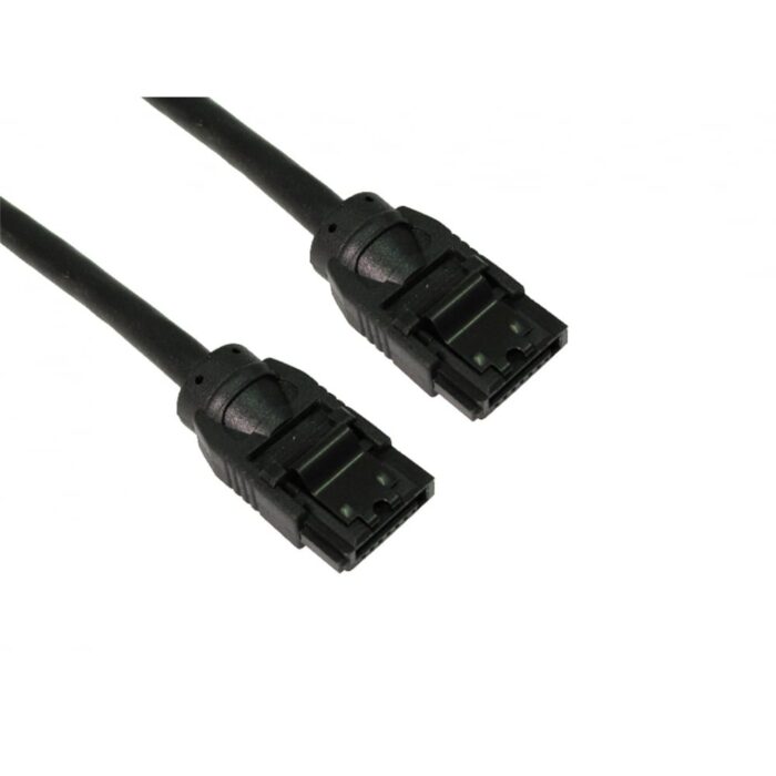 sata-v2-data-cable-p2530-6202_zoom SATA III (M) to Locking SATA III (M) 0.45m Straight Black Data Cable - Image 1