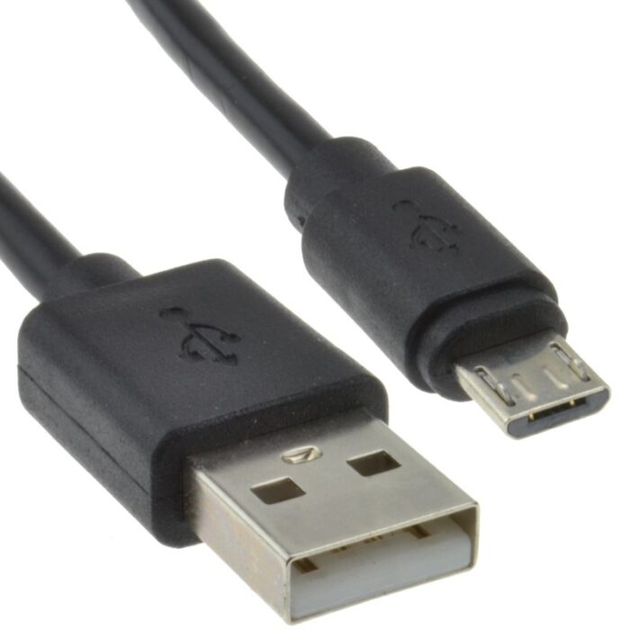 usb-20-a-to-micro-b-data-and-charging-24awg-cable-1m-lead-black-003933 USB 2.0 A (M) to USB 2.0 Micro B (M) 1M Data Cable - Image 1