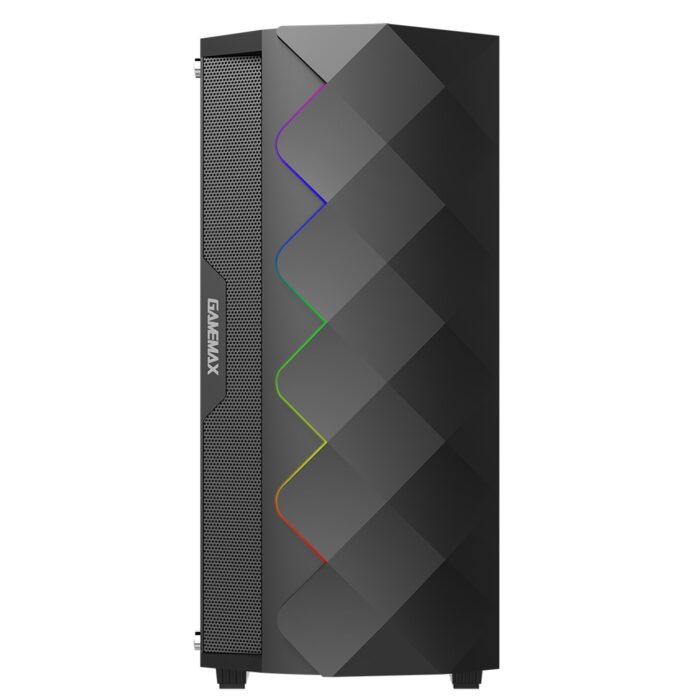 GameMax Black Diamond Mid Tower Black Case with Addressable RGB LED - Image 2