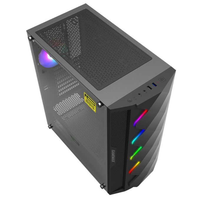 GameMax Black Diamond Mid Tower Black Case with Addressable RGB LED - Image 4