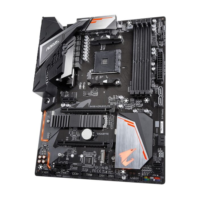 Gigabyte B450 AORUS Elite AMD Socket AM4 ATX DDR4 DVI-D/HDMI Dual M.2 RGB Motherboard - Image 2