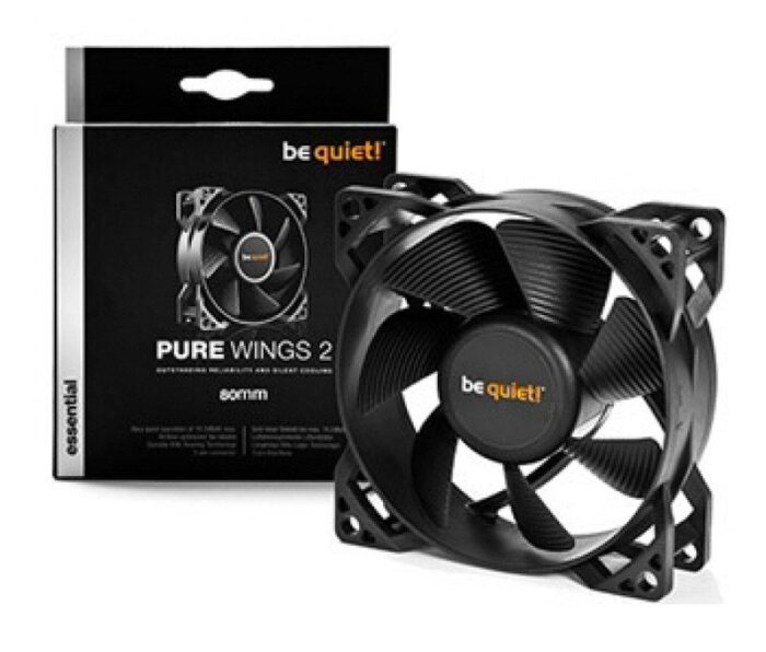 Be Quiet! BL044 Pure Wings 2 8cm Case Fan, Rifle Bearing, Black, Ultra Quiet - Image 2