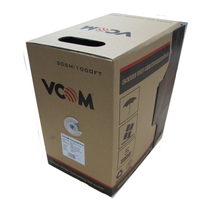 CLVCO-NC514 VCOM CAT5e UTP 305m Grey Retail Packaged Reel Box 24AWG 4 Pairs Solid CCA Network Cable - Image 1
