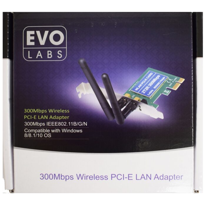 NPEVO-N300PCIE Evo Labs PCI-Express Full Height N300 WiFi Card with Detachable Antennas - Image 1
