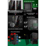 GameMax Black Hole ARGB Gaming Case 2x 20cm 1x 12cm ARGB Fans 1x ARGB Hub - Image 10