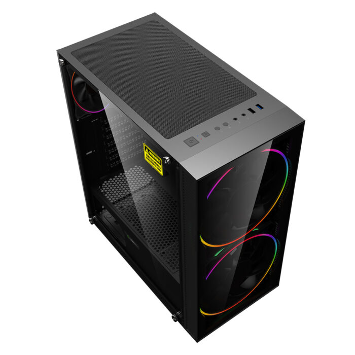 GameMax Black Hole ARGB Gaming Case 2x 20cm 1x 12cm ARGB Fans 1x ARGB Hub - Image 4