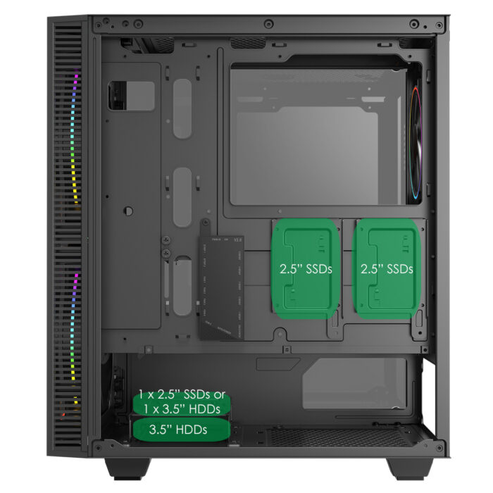 GameMax Black Hole ARGB Gaming Case 2x 20cm 1x 12cm ARGB Fans 1x ARGB Hub - Image 8