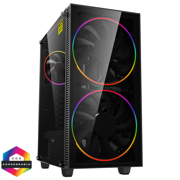 GameMax Black Hole ARGB Gaming Case 2x 20cm 1x 12cm ARGB Fans 1x ARGB Hub - Image 1