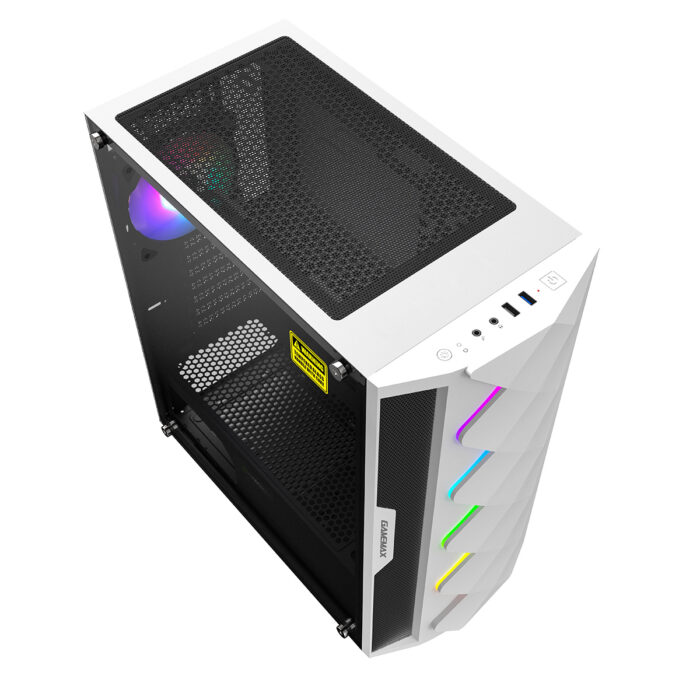 GameMax White Diamond Mid Tower Case with Addressable RGB LED - Image 4