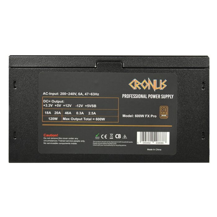 Cronus FX PRO 600W 140mm Silent Fan 80 PLUS Bronze PSU - Image 3