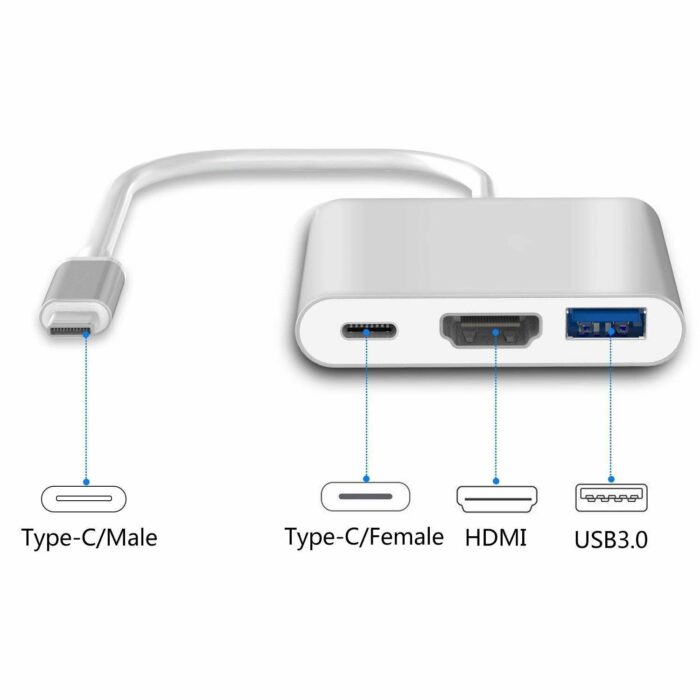 s-l1600 (10) Aluminium Type C to HDMI 4K Adapter with 3.0 Ports SD/TF Card Reader - Image 1