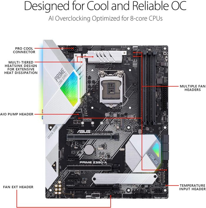 ASUS Prime Z390-A LGA1151 (Intel 8th and 9th Gen) ATX DDR4 DP HDMI M.2 USB 3.1 Gen2 Gigabit LAN Motherboard - Image 3