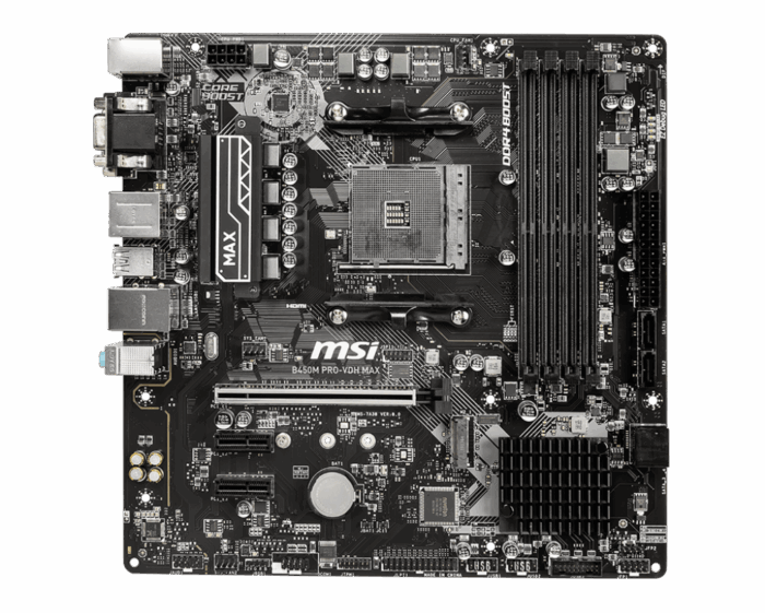 MSI B450M PRO-VDH MAX Motherboard mATX, AM4, DDR4, LAN, USB 3.2 Gen1, M.2, VGA, DVI-D, HDMI, AMD RYZEN 1st, 2nd and 3rd Gen Ready - Image 2
