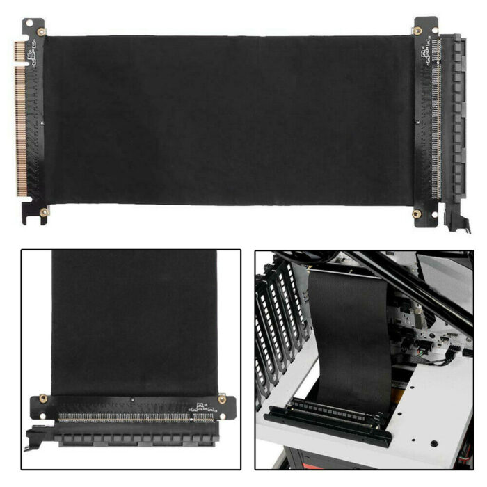 s-l1600344 PCI-E PCI-Express 16X Riser Card Flexible Ribbon Extender Extension Cable Cord - Image 1