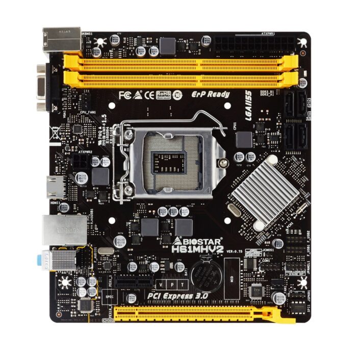 Biostar H61MHV2 Intel Socket 1155 2nd/3rd Gen Micro ATX DDR3 VGA/HDMI USB 2.0 Motherboard - Image 2