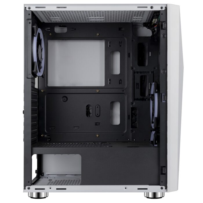 CiT Alpha White Mid Tower 1 x USB 3.0 / 2 x USB 2.0 Tempered Glass Side Window Panel White Case with Addressable RGB LED Lighting & Fans - Image 4