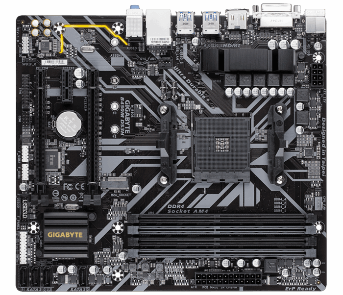 Gigabyte B450M DS3H AMD Socket AM4 Micro ATX DVI-D/HDMI DDR4 USB 3.1 Motherboard - Image 2