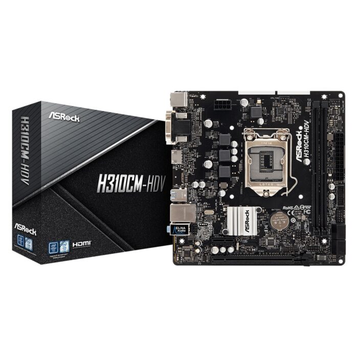 MBASR-H310CMHDV ASRock H310CM-HDV Intel Socket 1151 Micro ATX DDR4 VGA/DVI-D/HDMI USB 3.1 Motherboard - Image 1