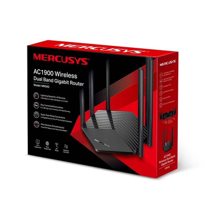 NPMER-MR50G Mercusys MR50G AC1900 Wireless Dual Band Gigabit Cable Router - Image 1