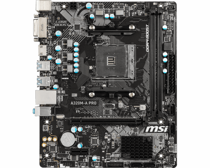 MSI A320M-A PRO Motherboard mATX, AM4, DDR4, LAN, USB 3.2 Gen1, DVI-D, HDMI - Image 2