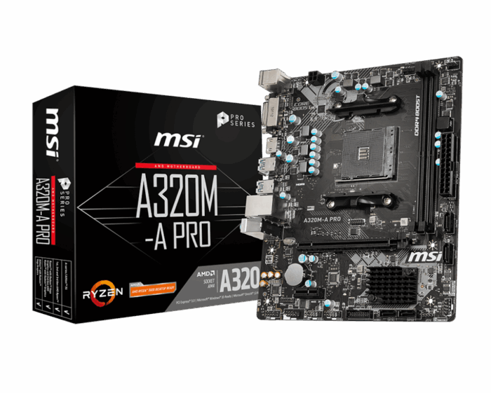 product_7_20190730091422_5d3f99ee3754c MSI A320M-A PRO Motherboard mATX, AM4, DDR4, LAN, USB 3.2 Gen1, DVI-D, HDMI - Image 1