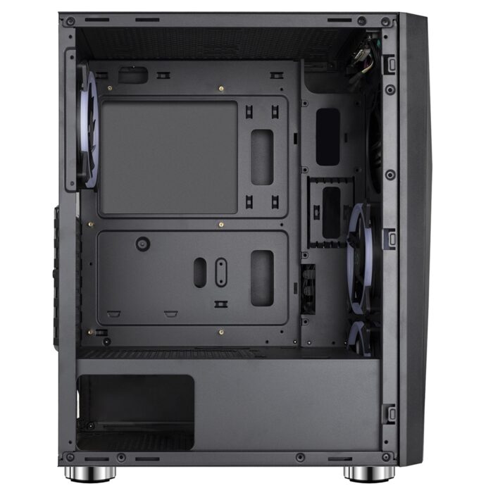 CiT Alpha Black Mid Tower 1 x USB 3.0 / 2 x USB 2.0 Tempered Glass Side Window Panel Black Case with Addressable RGB LED Lighting & Fans - Image 6