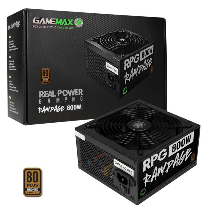 PSGAM-GMXRPG800 GameMax RPG Rampage 800W Semi Modular 140mm Ultra Silent Fan 80 PLUS Bronze PSU - Image 1