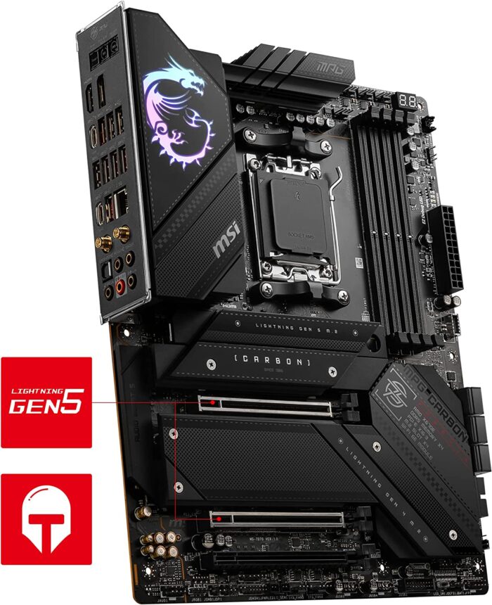Used MSI MPG X670E Carbon WiFi Gaming Motherboard (AMD AM5, DDR5, PCIe 5.0, SATA 6Gb/s, M.2, USB 3.2 Gen 2, Wi-Fi 6E, HDMI/DP, ATX) - Image 4