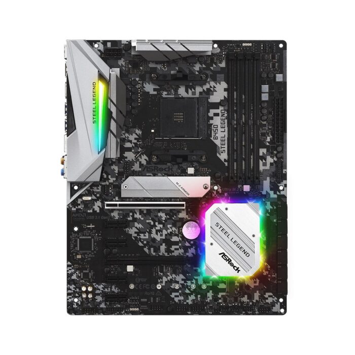 ASRock B450 Steel Legend AMD Socket AM4 ATX HDMI/DisplayPort M.2 DDR4 RGB USB C 3.1 Motherboard - Image 3
