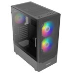Antec NX410 Mid Tower 1 x USB 3.0 / 2 x USB 2.0 Tempered Glass Side Window Panel Black Case with Addressable RGB LED Fans - Image 2