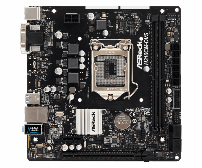 ASRock H310CM-DVS Intel Socket 1151 Micro ATX DDR4 VGA/DVI-D USB 3.1 Motherboard - Image 3