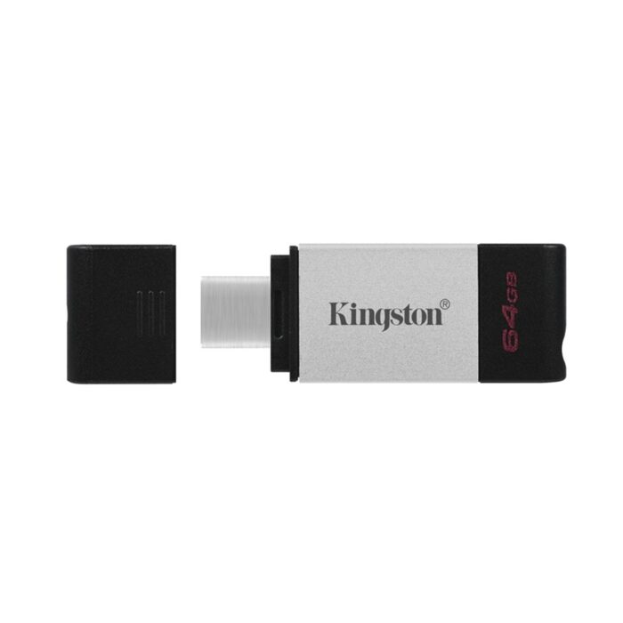 146474 Kingston DataTraveler 80 64GB USB 3.2 USB-C Metal Grey / Black USB Flash Drive - Image 2
