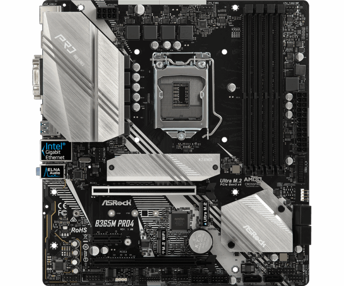 Asrock B365M PRO4, Intel B365, 1151, Micro ATX, 4 DDR4, CrossFire, VGA, DVI, HDMI, M.2, RGB Lighting - Image 3