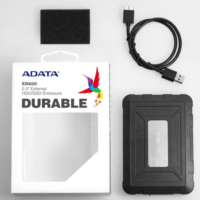 productGallery6260 ADATA ED600 2.5" SATA Drive Caddy, USB 3.2 Gen1, USB Powered, IP54 Water, Dust & Shock Proof - Image 1