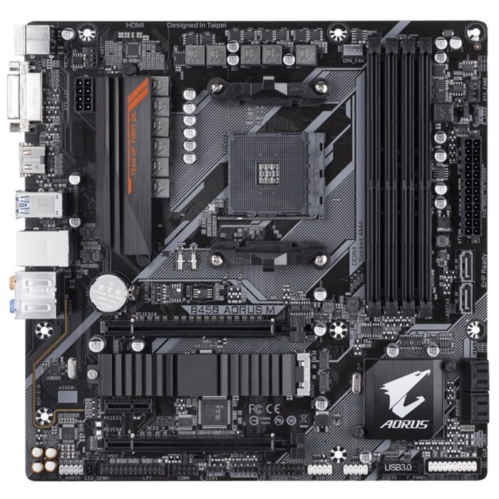 Gigabyte B450 AORUS M AMD Socket AM4 Micro ATX DDR4 DVI-D/HDMI M.2 RGB Motherboard - Image 2