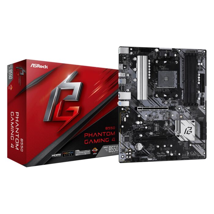 MBASR-B550PG4 ASRock B550 Phantom Gaming 4 AMD Socket AM4 ATX HDMI M.2 USB 3.2 Gen1 Motherboard - Image 1