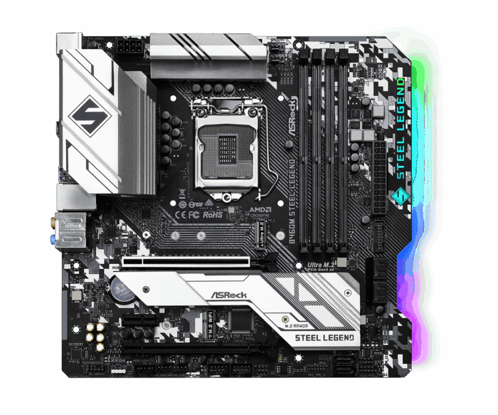 ASRock B460M Steel Legend Intel Socket 1200 Micro ATX HDMI/DisplayPort USB 3.2 Type C RGB Motherboard - Image 2
