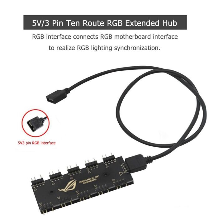 s-l1600 (25) 10 RGB Sync HUB Splitter Extension Cable for Motherboard RGB (5V 3Pin) - Image 1