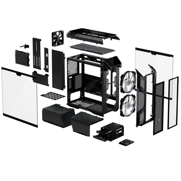 Cooler Master MasterCase H500M Full Tower 4 x USB 3.0 / 1 x USB 3.1 Type-C 4 x Tempered Glass Window Panels Iron Grey Case with Addressable RGB LED Fans & RGB Controller - Image 5