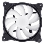 CRONUS HALO-5 Fan, 120mm, 1200RPM, PWM Controlled, 8 Addressable RGB LEDs, 9 Blades for Optimised Airflow, Black Frame, White Blades - Image 2