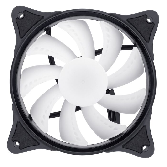 CRONUS HALO-5 Fan, 120mm, 1200RPM, PWM Controlled, 8 Addressable RGB LEDs, 9 Blades for Optimised Airflow, Black Frame, White Blades - Image 2