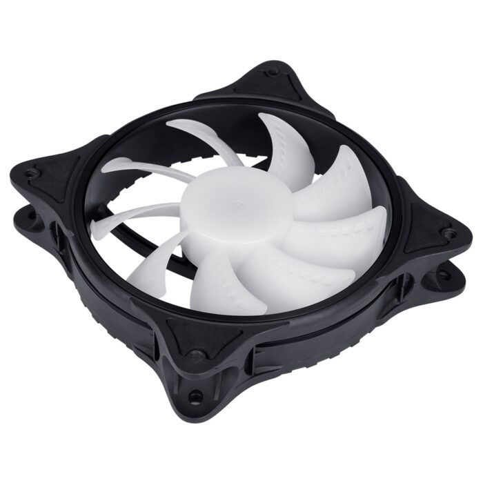 CRONUS HALO-5 Fan, 120mm, 1200RPM, PWM Controlled, 8 Addressable RGB LEDs, 9 Blades for Optimised Airflow, Black Frame, White Blades - Image 4