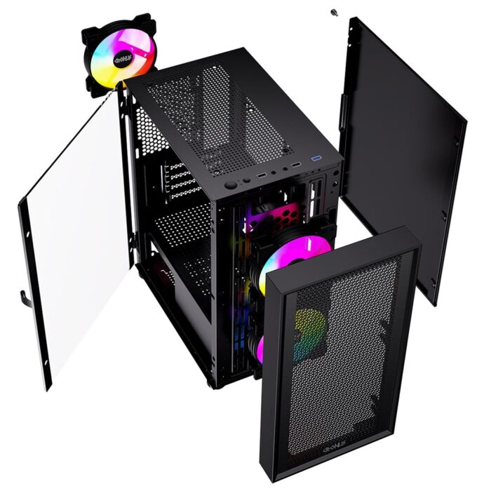 CRONUS Theia Case, Gaming, Black, Micro Tower Mesh Front Panel for Optimized Airflow, ARGB LED Fans - Image 2