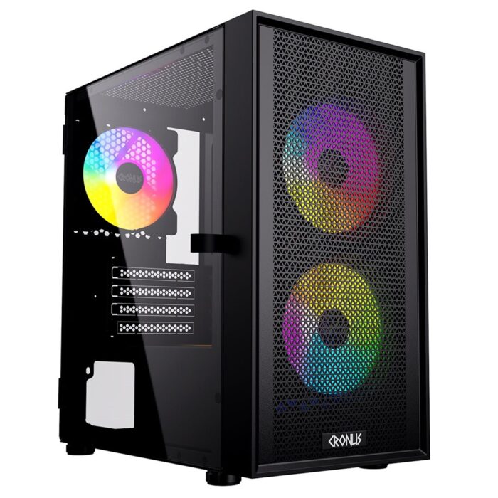 CRONUS Theia Case, Gaming, Black, Micro Tower Mesh Front Panel for Optimized Airflow, ARGB LED Fans - Image 1